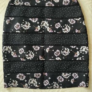 White House Black Market Floral Pencil Skirt in Black and Pink
